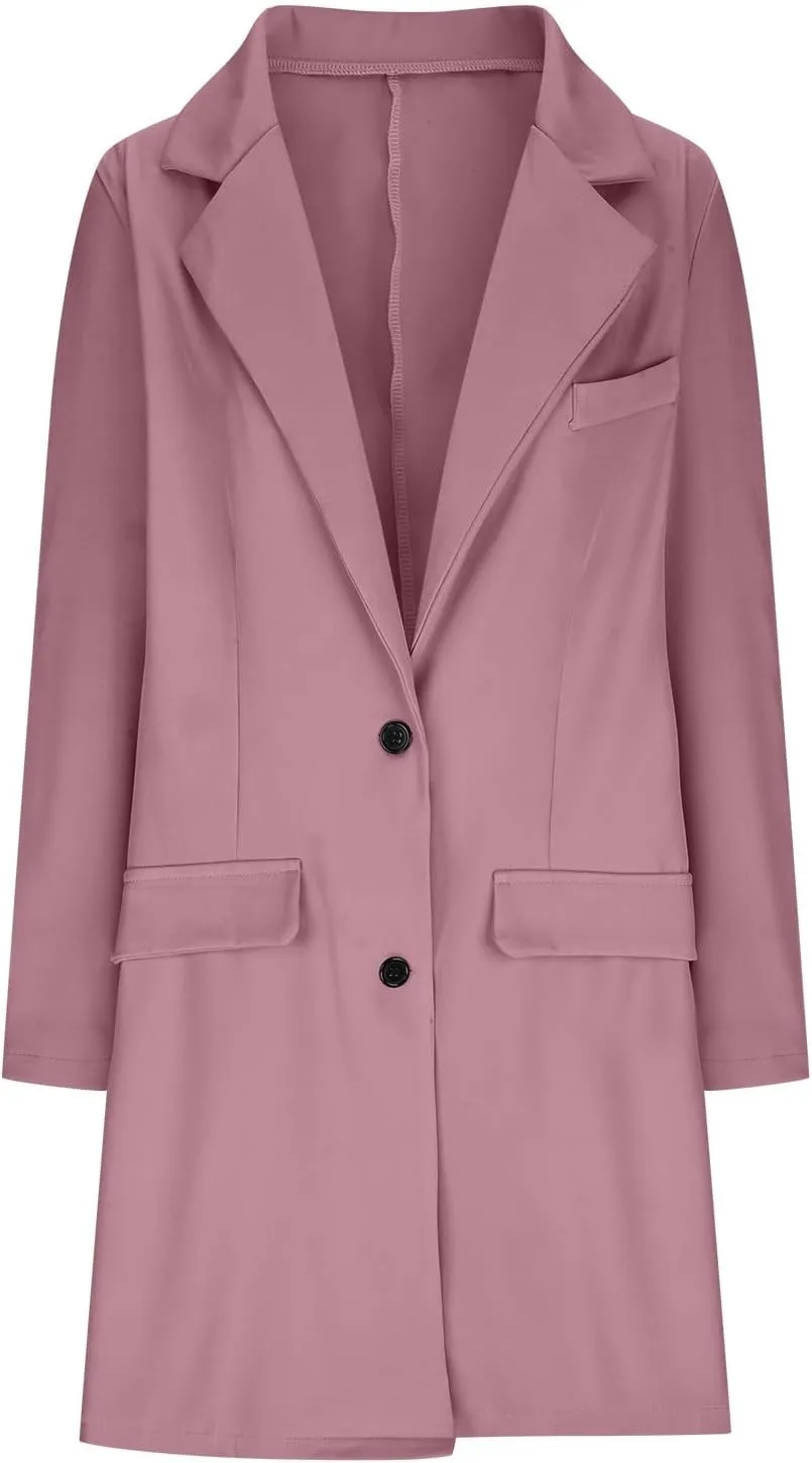 Hvyesh Women's Wool Blend Jackets 2024 Winter Trendy Mid Long Warm Trench Pea Coats Dressy Casual Double Breasted Overcoat