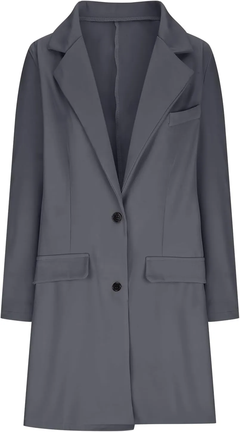 Hvyesh Women's Wool Blend Jackets 2024 Winter Trendy Mid Long Warm Trench Pea Coats Dressy Casual Double Breasted Overcoat
