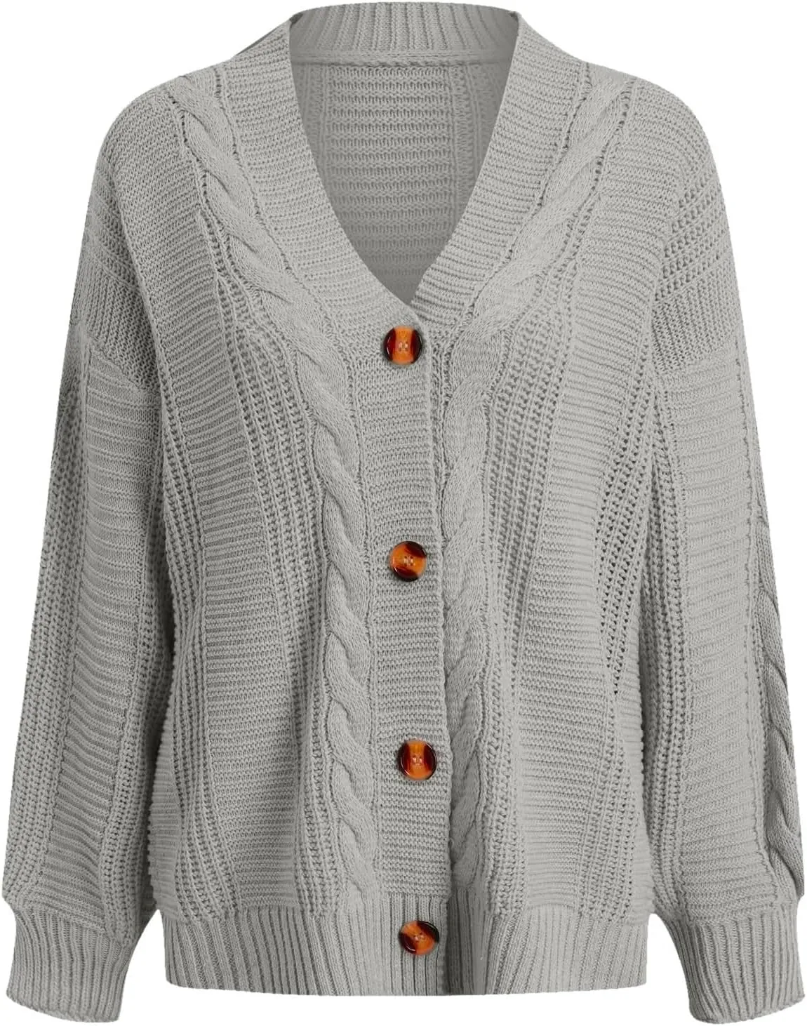 iLH Cardigan Sweaters for Women Open Front Cable Knit Sweater Chunky Crochet Outwear Coats Button down Fall Jackets