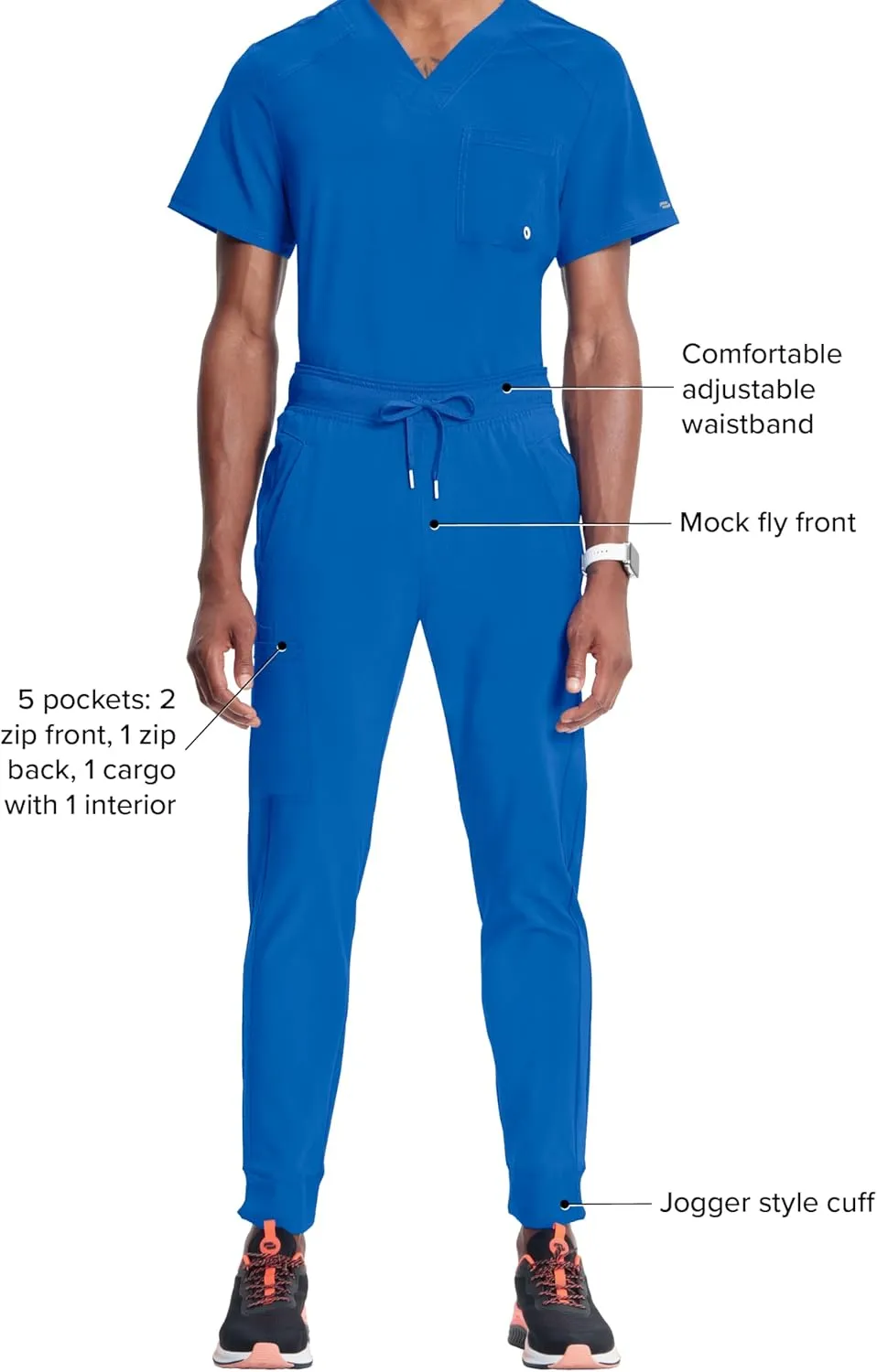 Infinity Cherokee Men's Jogger Pants with Drawstring Waist Mid Rise 5 Pockets Bottoms CK004A