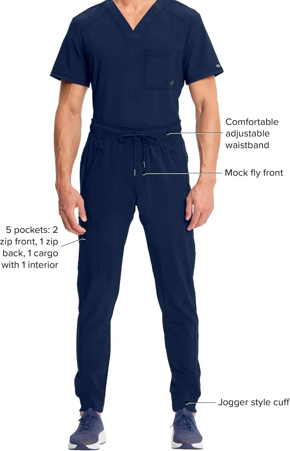 Infinity Cherokee Men's Jogger Pants with Drawstring Waist Mid Rise 5 Pockets Bottoms CK004A