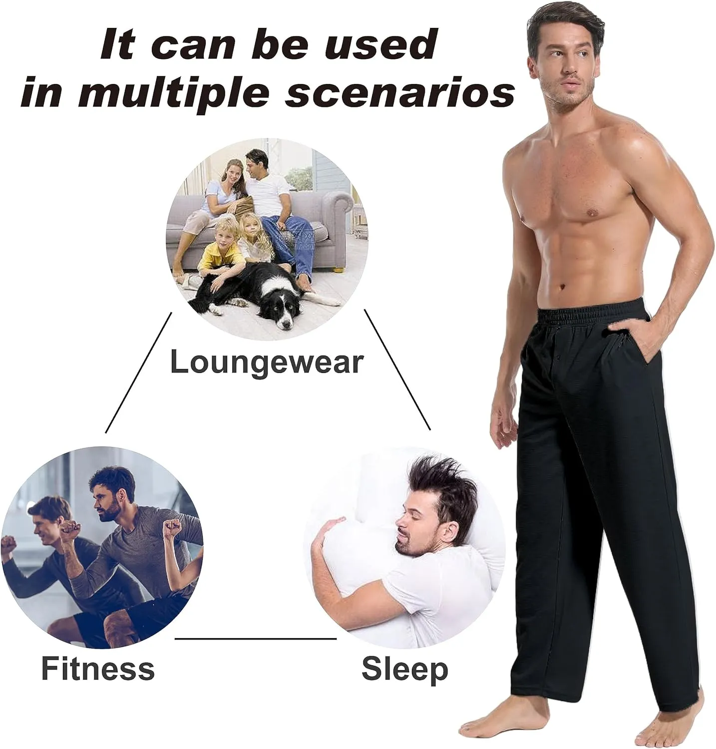 Inner Wish Men's Pajama Pant, Soft Mens Lounge Pants Sleep Bottoms with Pockets Drawstring