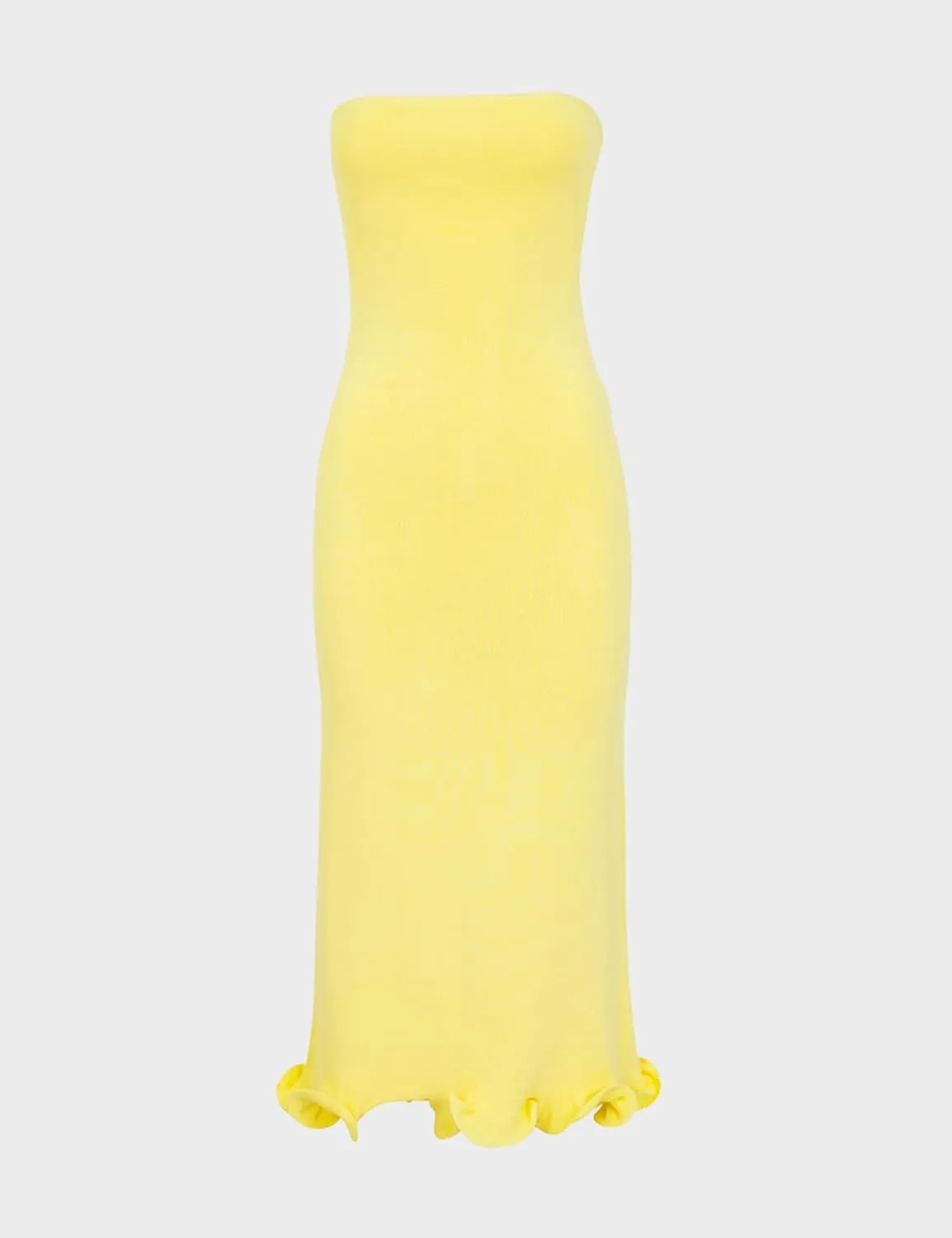ISZPLUSH Women's Sexy Bodycon Tube Strapless Dress Y2K Ruffle Hem Trim Irregular Long Dress Going Out Tube Outfit