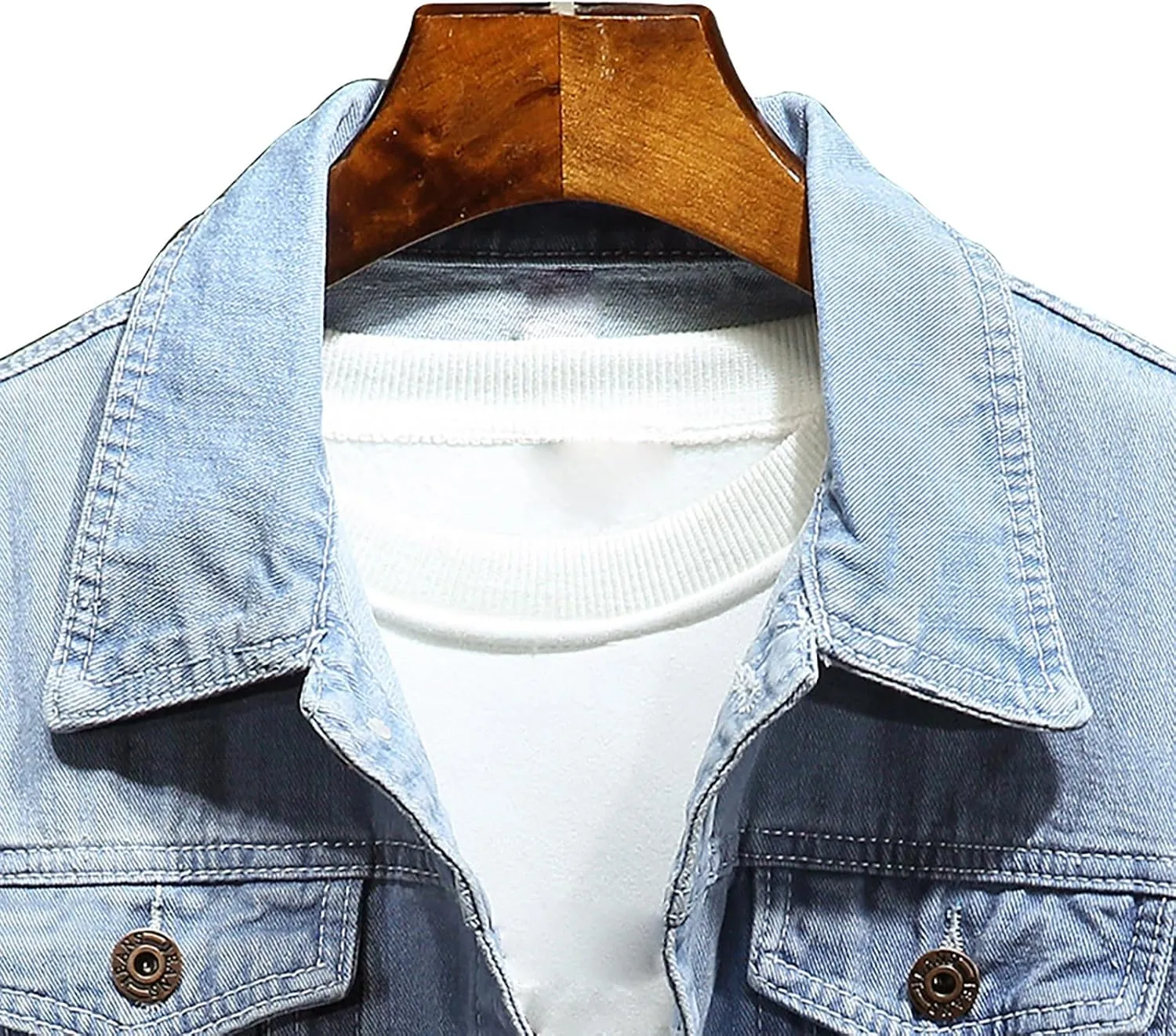 Jean Jackets for Men, Classic Trucker Slim Fit Casual Distressed Destroyed Denim Jackets, Motorcycle Denim Jackets