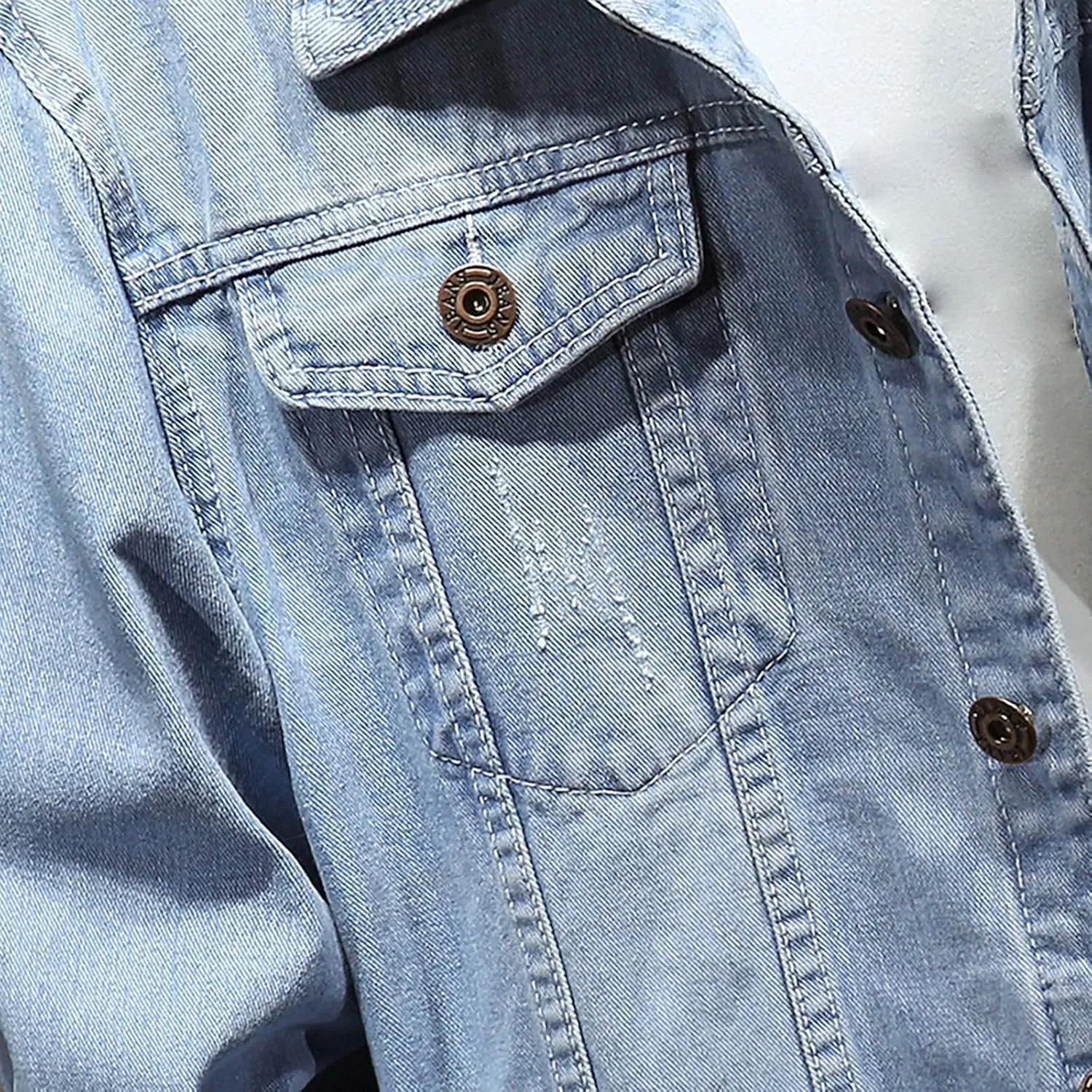 Jean Jackets for Men, Classic Trucker Slim Fit Casual Distressed Destroyed Denim Jackets, Motorcycle Denim Jackets