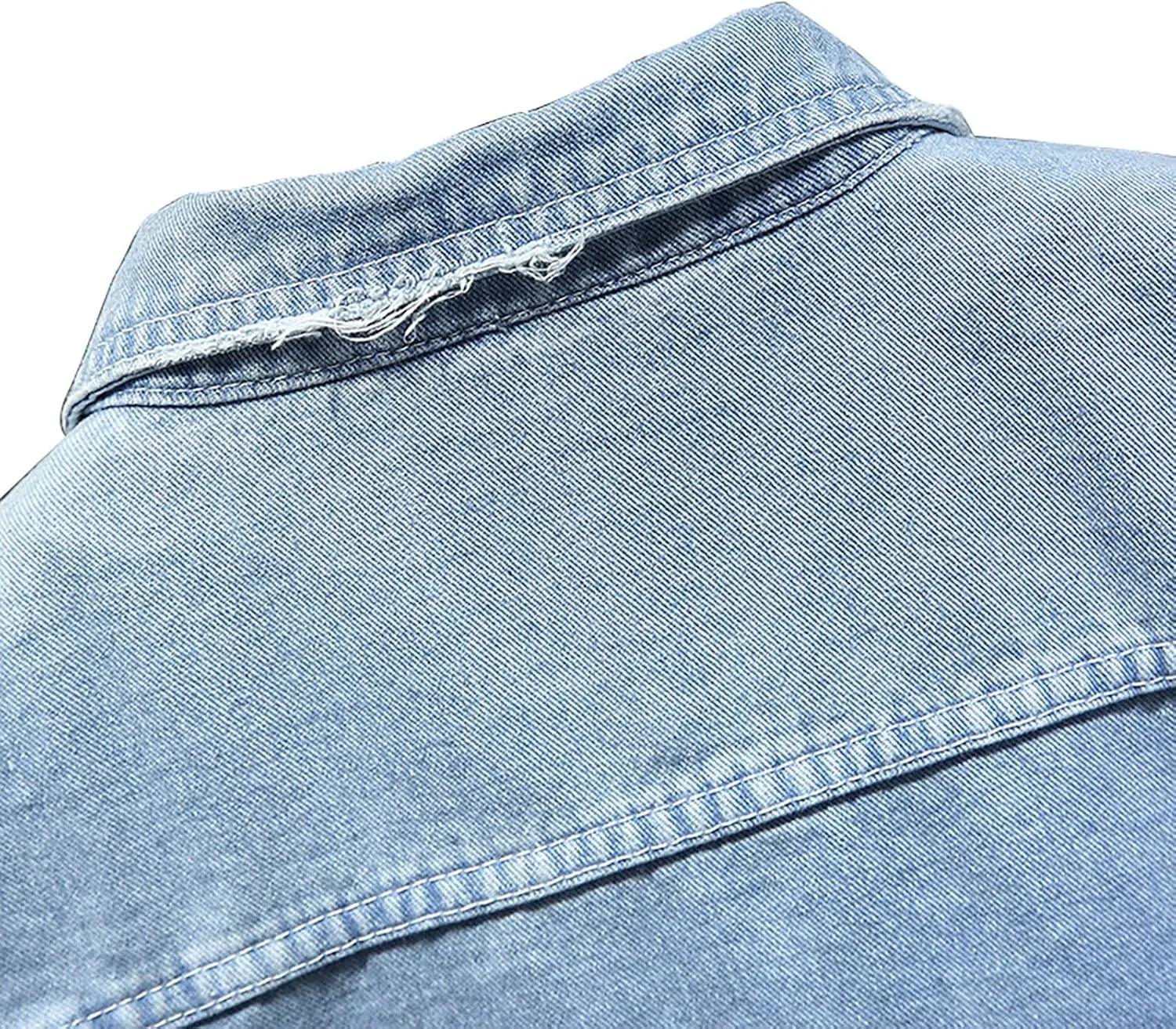 Jean Jackets for Men, Classic Trucker Slim Fit Casual Distressed Destroyed Denim Jackets, Motorcycle Denim Jackets