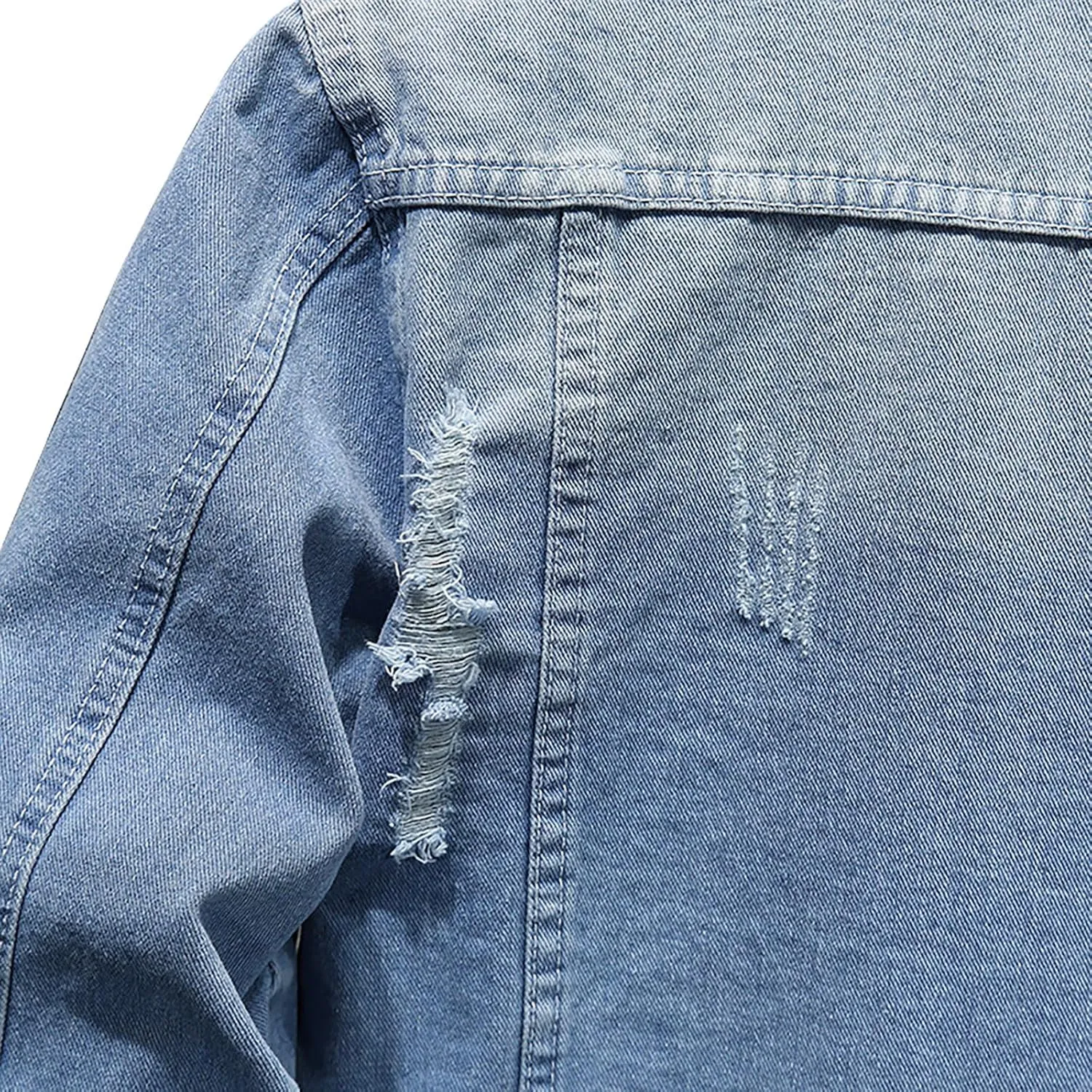 Jean Jackets for Men, Classic Trucker Slim Fit Casual Distressed Destroyed Denim Jackets, Motorcycle Denim Jackets