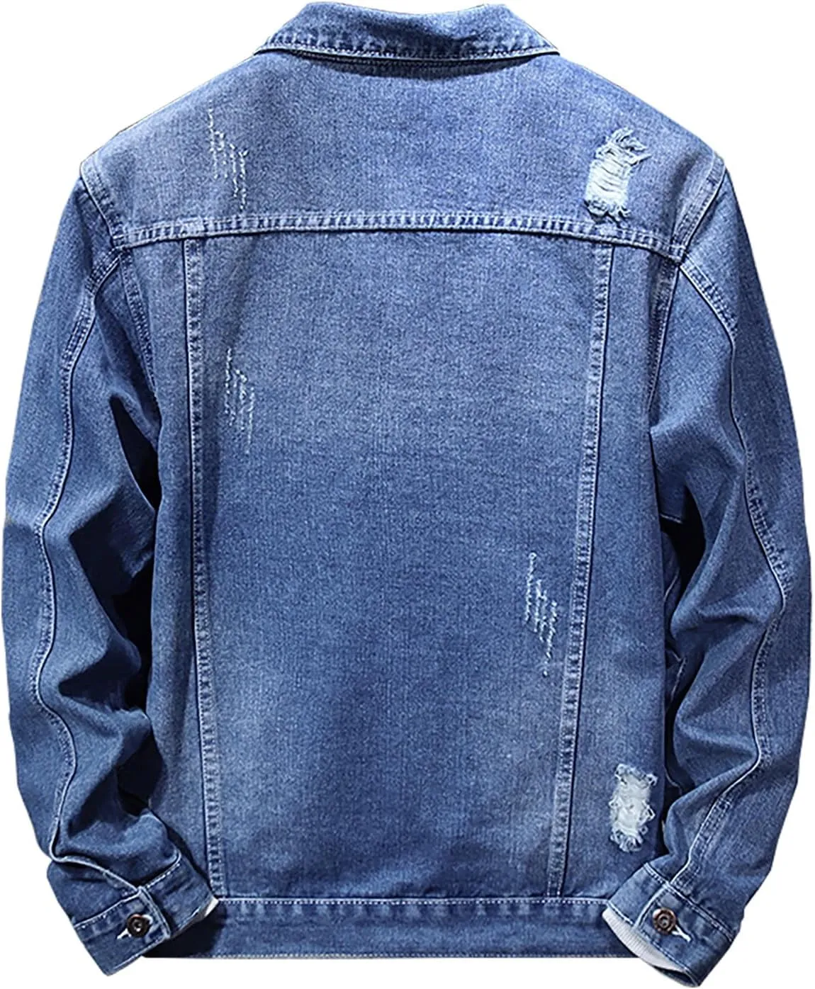 Jean Jackets for Men, Classic Trucker Slim Fit Casual Distressed Destroyed Denim Jackets, Motorcycle Denim Jackets