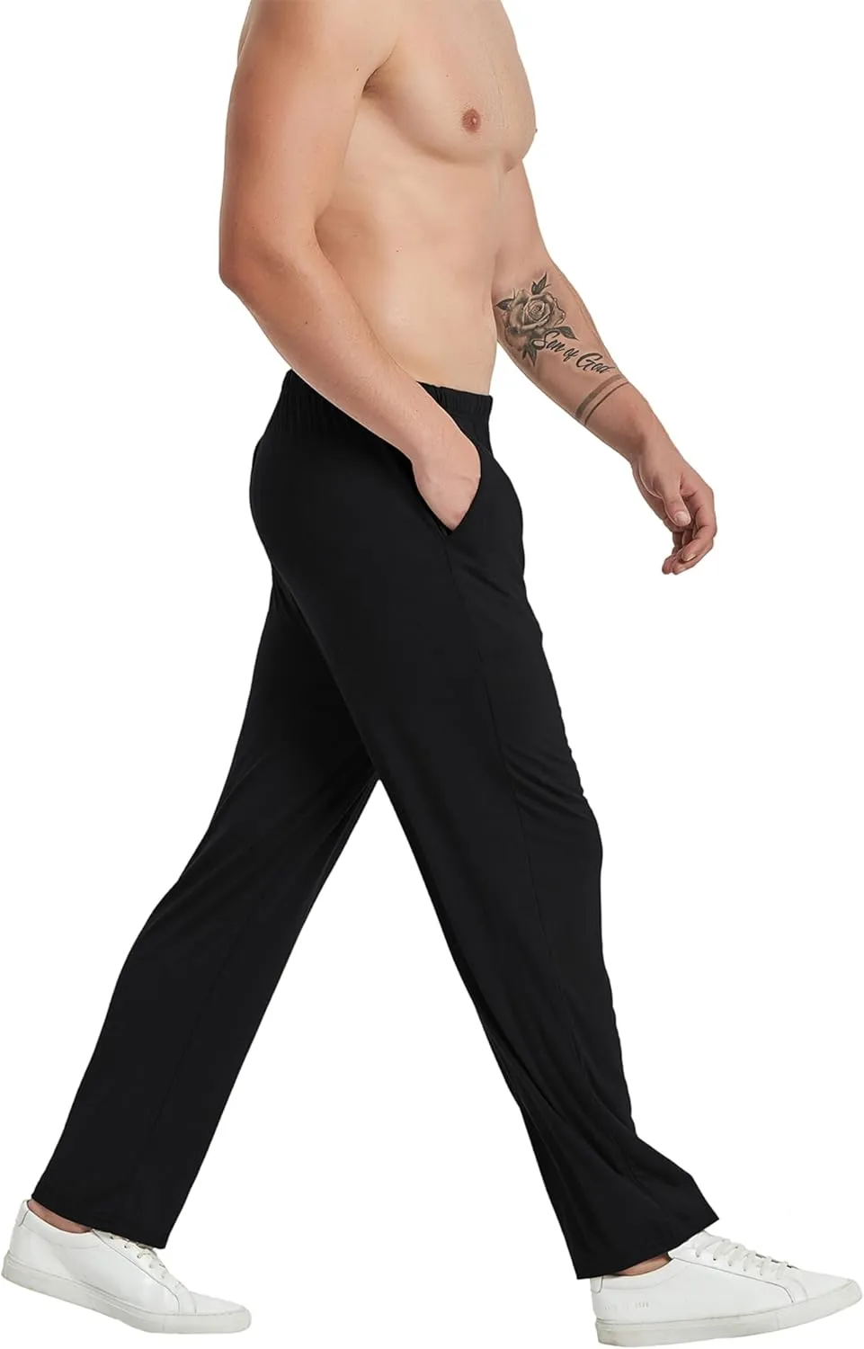 JINSHI Mens Modal Pajama Pants 2 Pack Lightweight Long Bottoms Pants with Pocket Drawstring