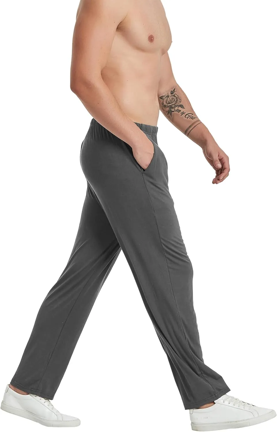 JINSHI Mens Modal Pajama Pants 2 Pack Lightweight Long Bottoms Pants with Pocket Drawstring