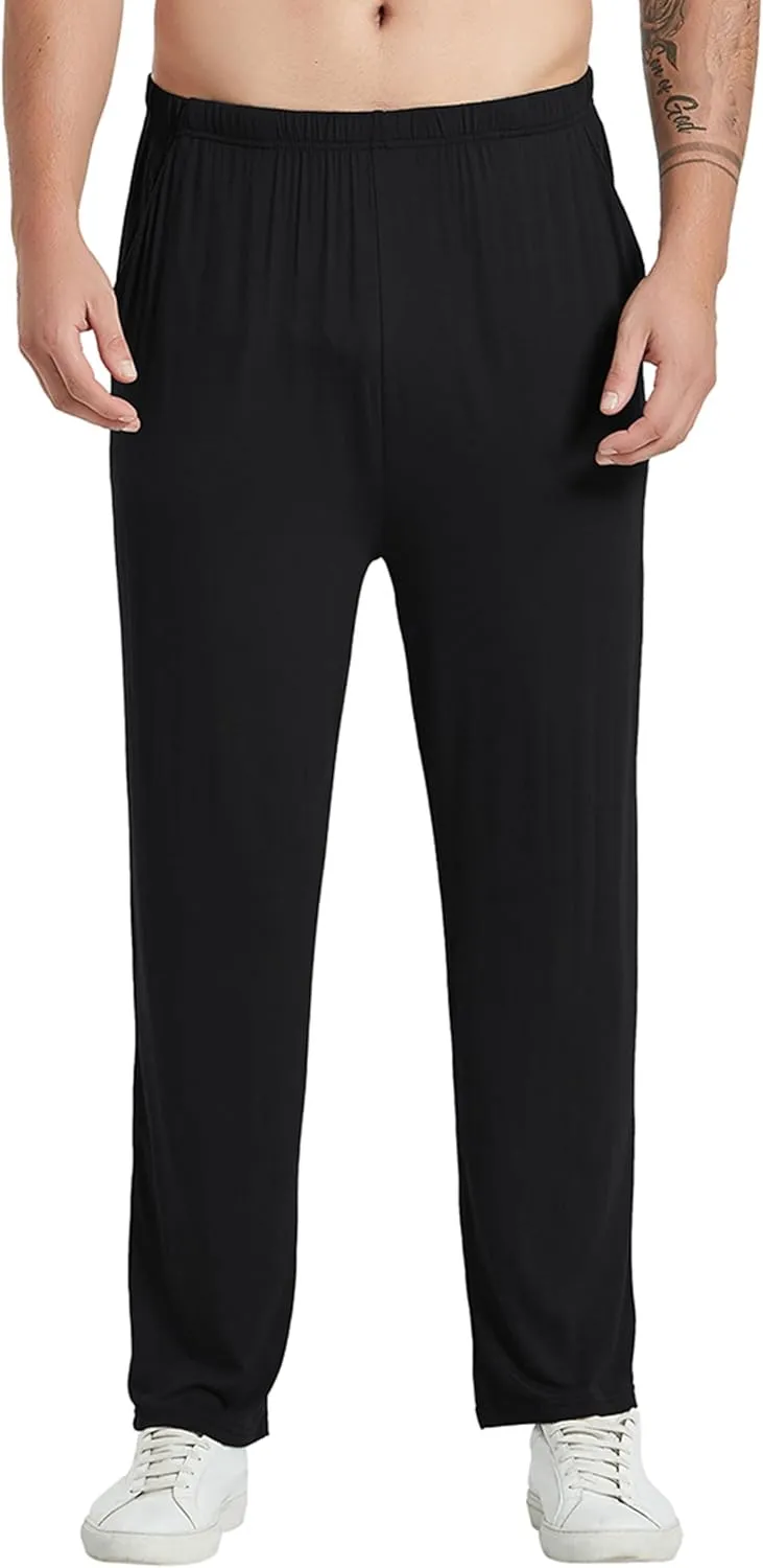 JINSHI Mens Modal Pajama Pants 2 Pack Lightweight Long Bottoms Pants with Pocket Drawstring