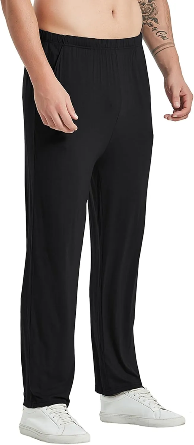 JINSHI Mens Modal Pajama Pants 2 Pack Lightweight Long Bottoms Pants with Pocket Drawstring