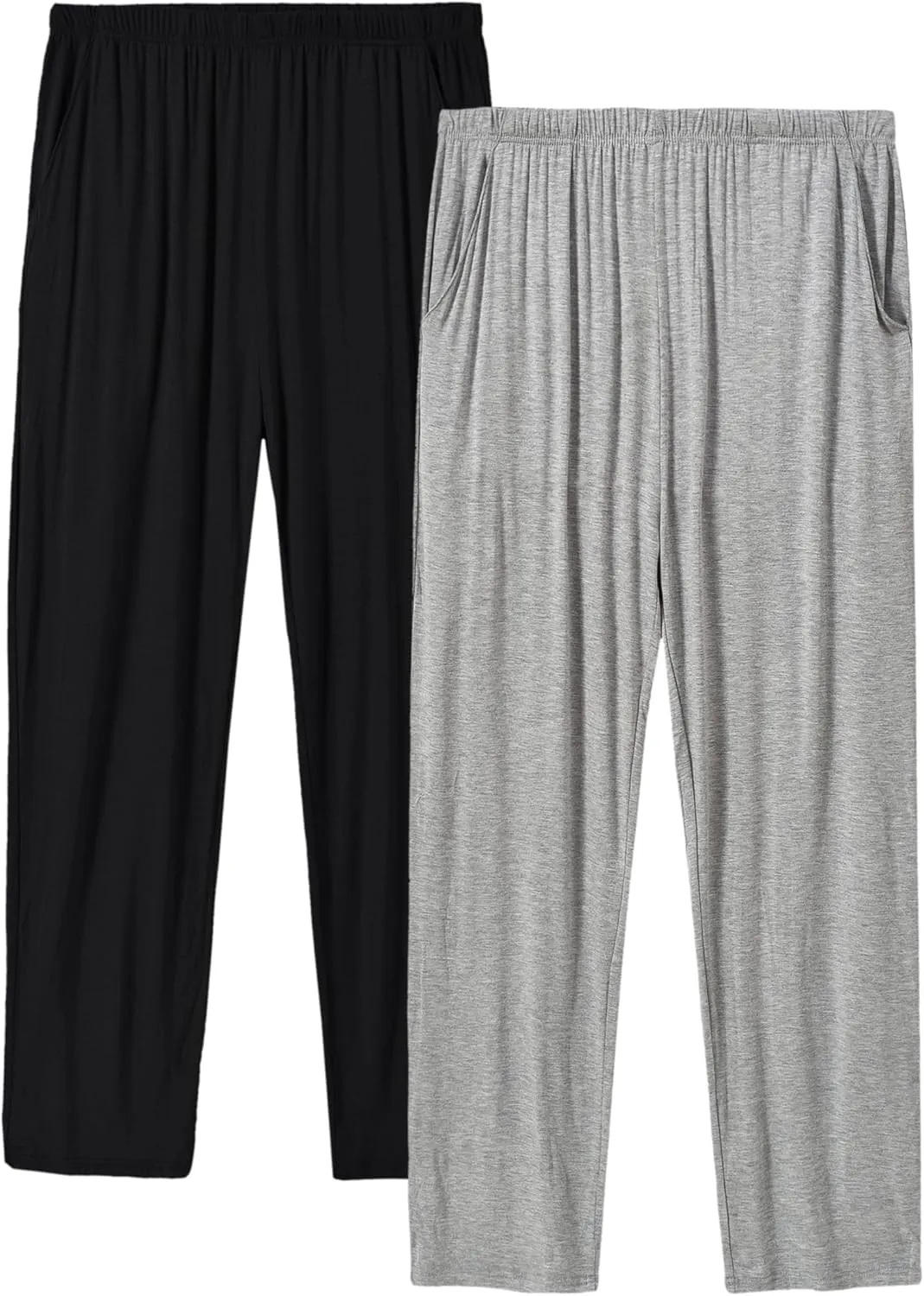 JINSHI Mens Modal Pajama Pants 2 Pack Lightweight Long Bottoms Pants with Pocket Drawstring