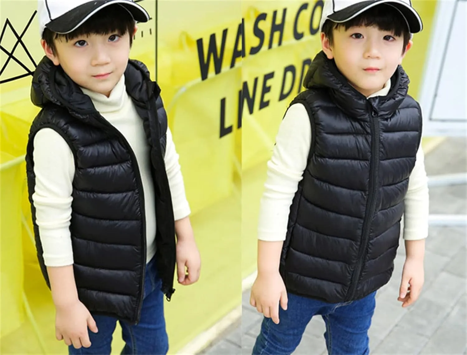 Kids Toddler Baby Boy Girl Vest Outwear Sleeveless Warm Hooded Jacket Waistcoat Warm Clothes