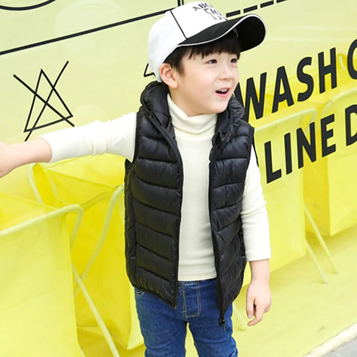 Kids Toddler Baby Boy Girl Vest Outwear Sleeveless Warm Hooded Jacket Waistcoat Warm Clothes