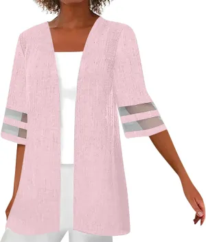 Kimonos for Women Floral Printed Summer 3/4 Sleeve Tops Plus Size Dressy Casual Lightweight Cardigan