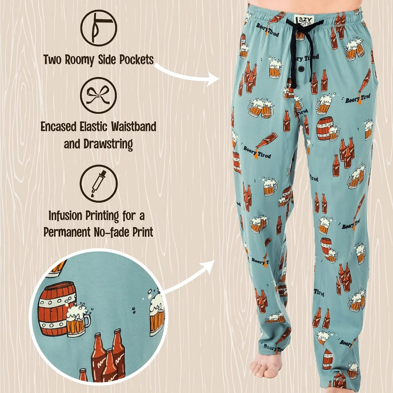 Lazy One Funny Ocean Pajama Pants For Men, Men's Separate Bottoms, Lounge Pants, Fishing PJs