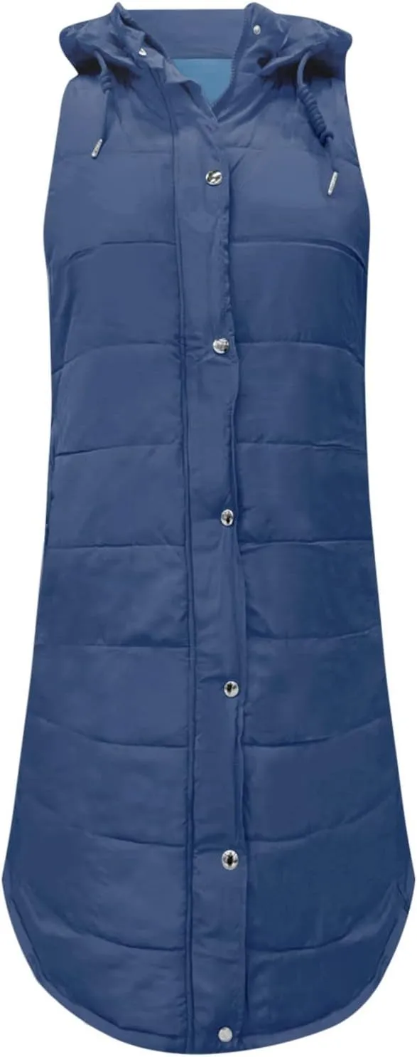 LCMTWX Black Vest Women Puffer Vest With Hood Sleeveless Warm Down Coat With Pockets Quilted Vest Down Plus Size Winter
