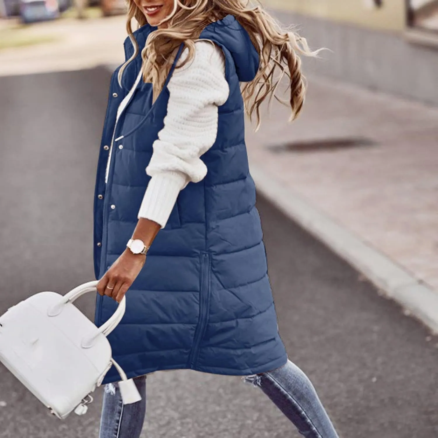 LCMTWX Black Vest Women Puffer Vest With Hood Sleeveless Warm Down Coat With Pockets Quilted Vest Down Plus Size Winter
