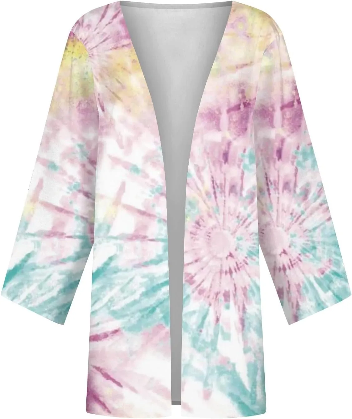 Lightweight Cardigans for Women 3/4 Sleeve Trendy Open Front Cardigan Floral Printed Comfy Dressy Cardigans