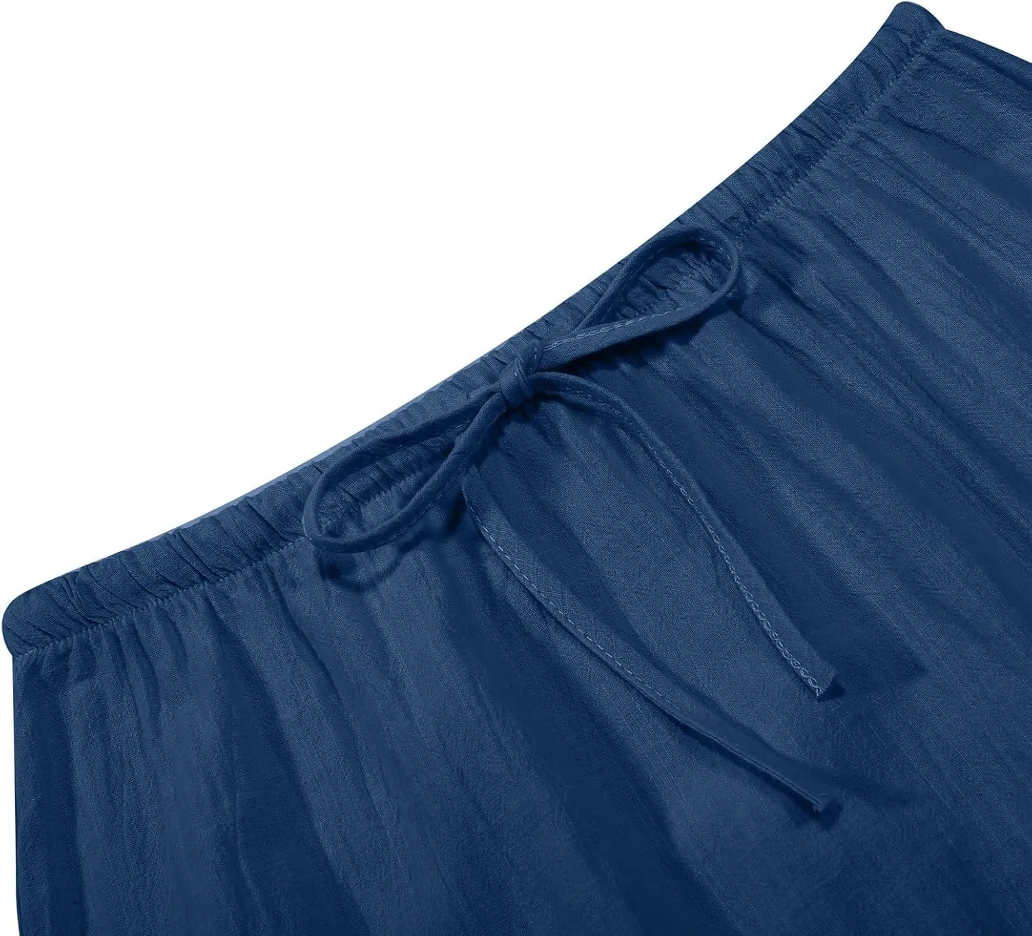 Linen Maxi Skirt for Women Elastic High Waist Flowy Boho Long Skirts 2025 Trendy Summer Vacation Beach A-Line Skirt