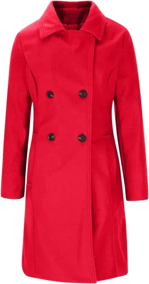 Lmdudan Women's Double Breasted Pea Coat Long Winter Trench Coat Classic Lapel Long Sleeve Jackets Outerwear with Pockets
