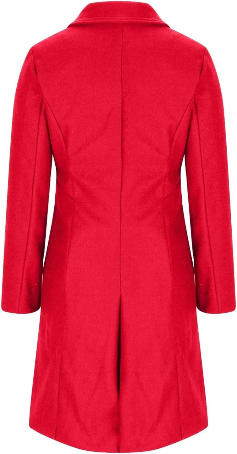 Lmdudan Women's Double Breasted Pea Coat Long Winter Trench Coat Classic Lapel Long Sleeve Jackets Outerwear with Pockets
