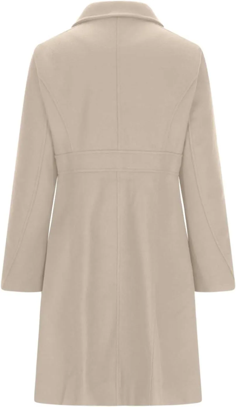 Lmdudan Women's Elegant Single Breasted Coat Long Sleeve Mid Winter Overcoat Solid Color Work Office Pea Coats with Pockets