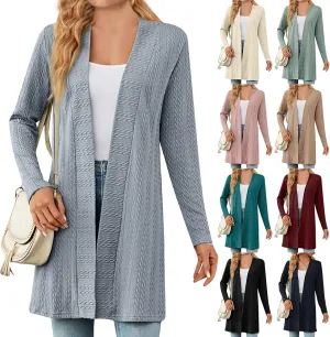 Long Cardigan Sweaters for Women Lightweight Open Front Cardigans Dressy Casual Cozy Soft Cable Knit Sweater Coats