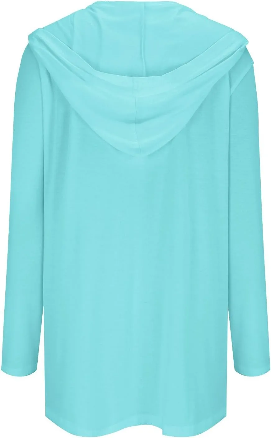 Long Cardigans for Women Trendy 2024 Summer Lightweight Casual Comfy Open Front Hooded Cardigan Sweater with Pocket