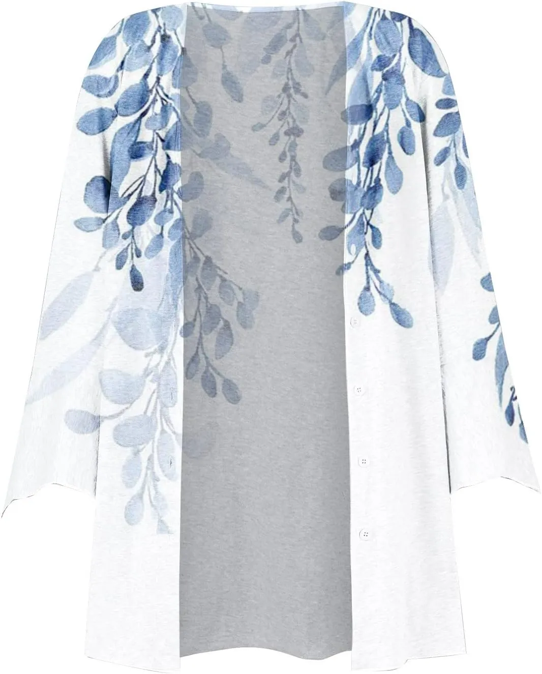 Long Cardigans for Women Trendy Floral Printed Button Down Open Front Cardigan 3/4 Sleeve Lightweight Cardigans