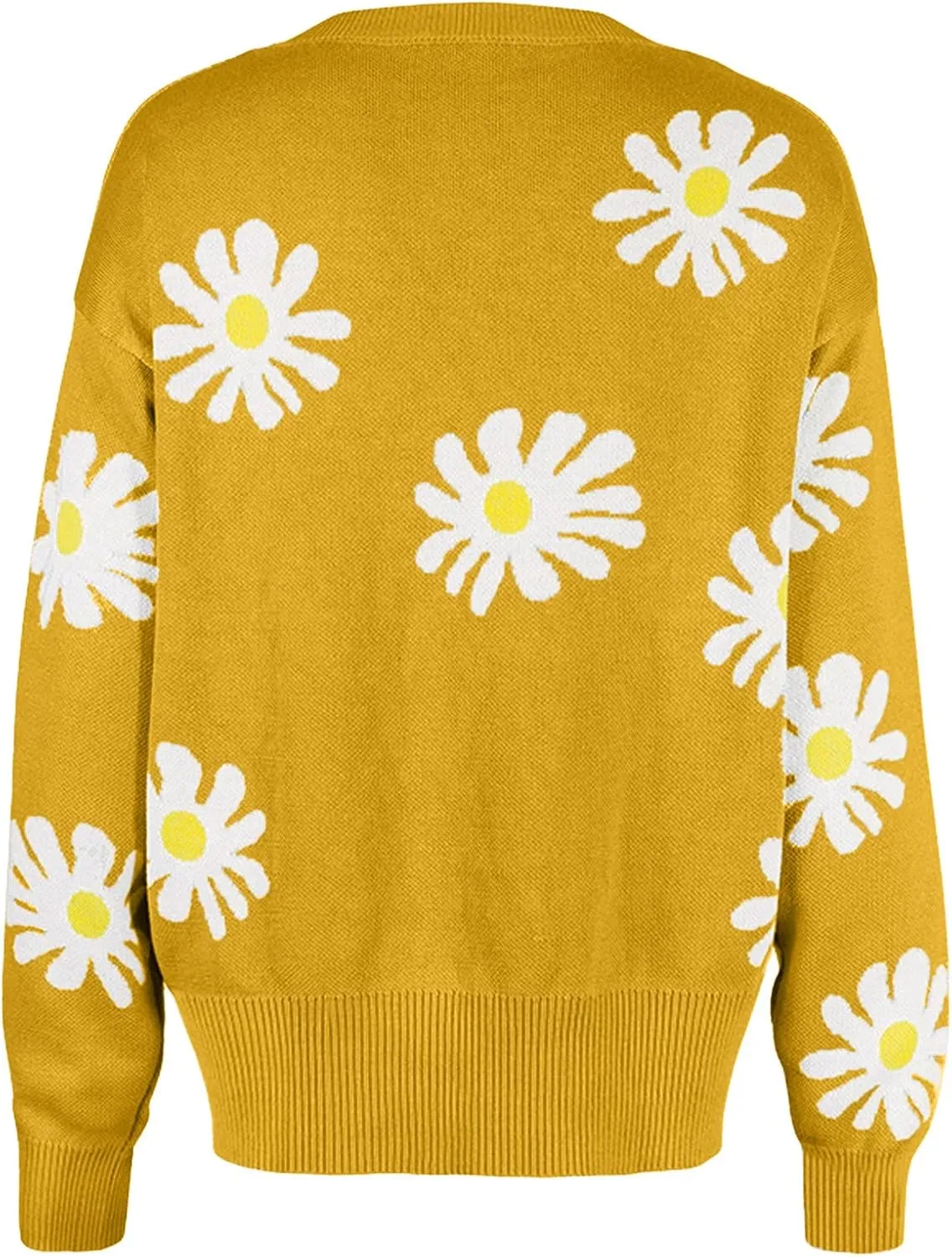 Long Sleeve Outfit for Women Fall Winter Sweater Daisy Floral Relaxed Fit Crochet Knit Cardigan Coats Women 2025