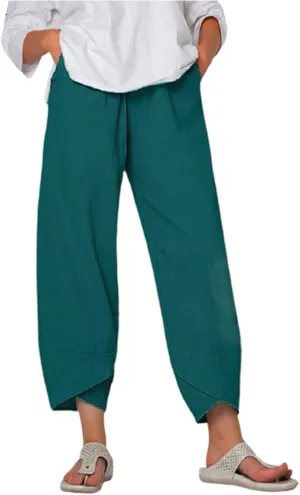 Loose Pants for Women Capri Dandelion Pants for Summer Beach Boho Trendy Dressy Casual Elastic Waist Cropped Pants