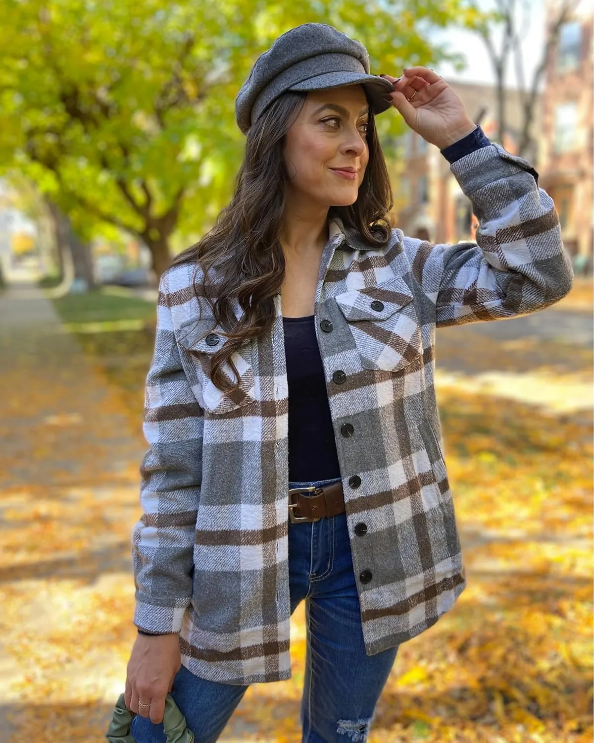 luvamia Plaid Jackets for Women Flannel Quilted Shacket Coats Oversized Button Down Shirts Jacket