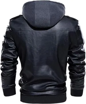 Luxus Jackets Genuine Lambskin Leather Jackets for Men with Removable Hood