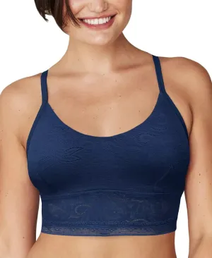 Maidenform Women's All-Over Lace Longline Bralette, Navy, Large