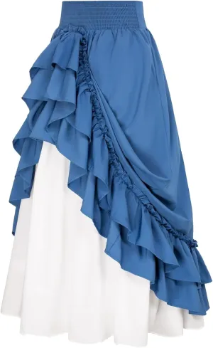 Maxi Gothic Skirts for Women Double Layered Long Skirt Tiered Pirate Skirts Renaissance Victorian Skirts Goth Skirt