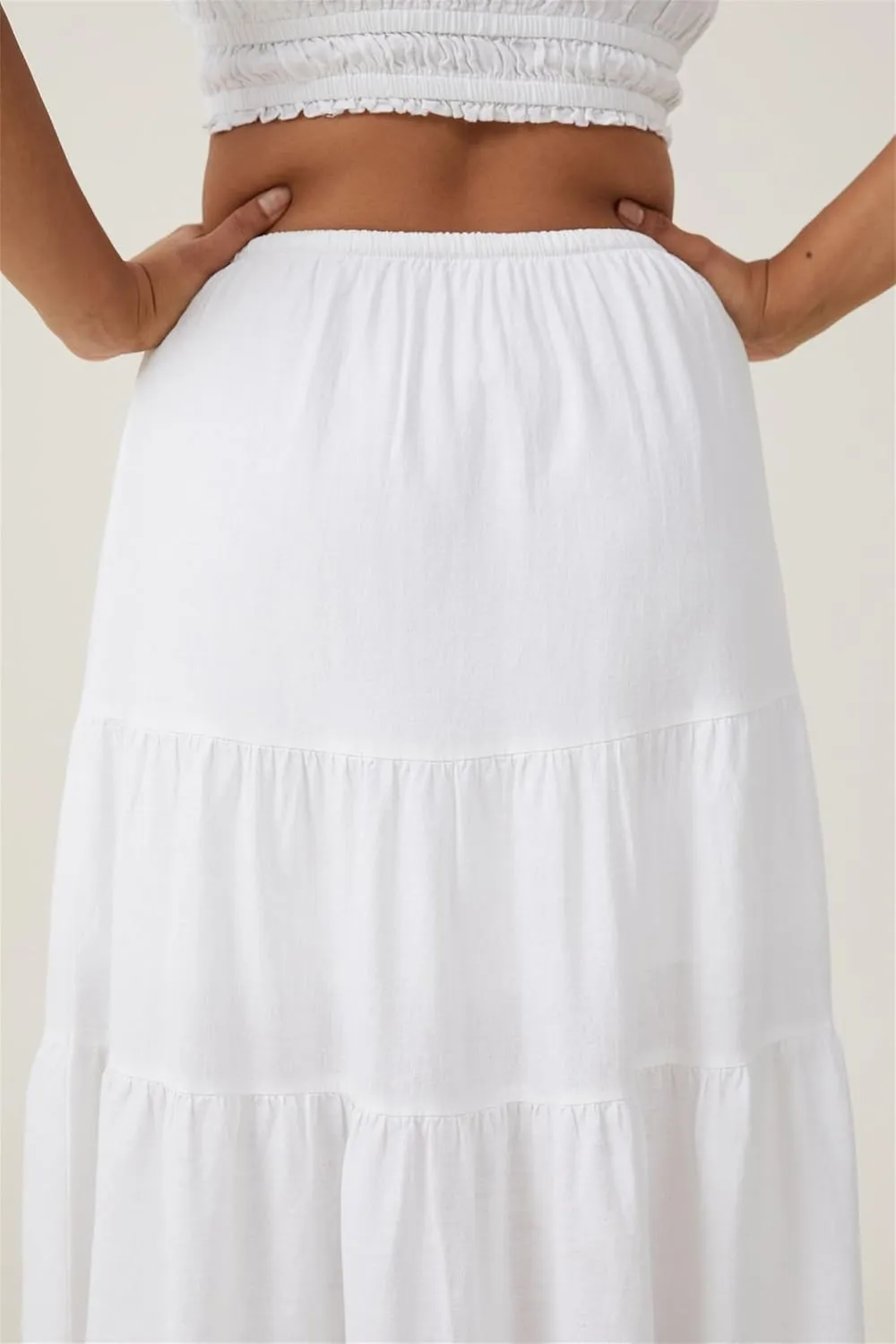 Maxi Skirts for Women, Summer Casual Elastic High Waist Pleated A-Line Flowy Tiered Ruffle Long Skirt