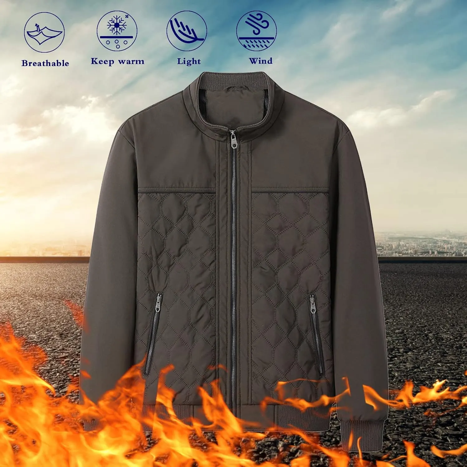 Men Casual Autumn And Winter Coats Jacket Warm Long Sleeve Pockets Coats Zipper Solid Hooded Utility Jacket
