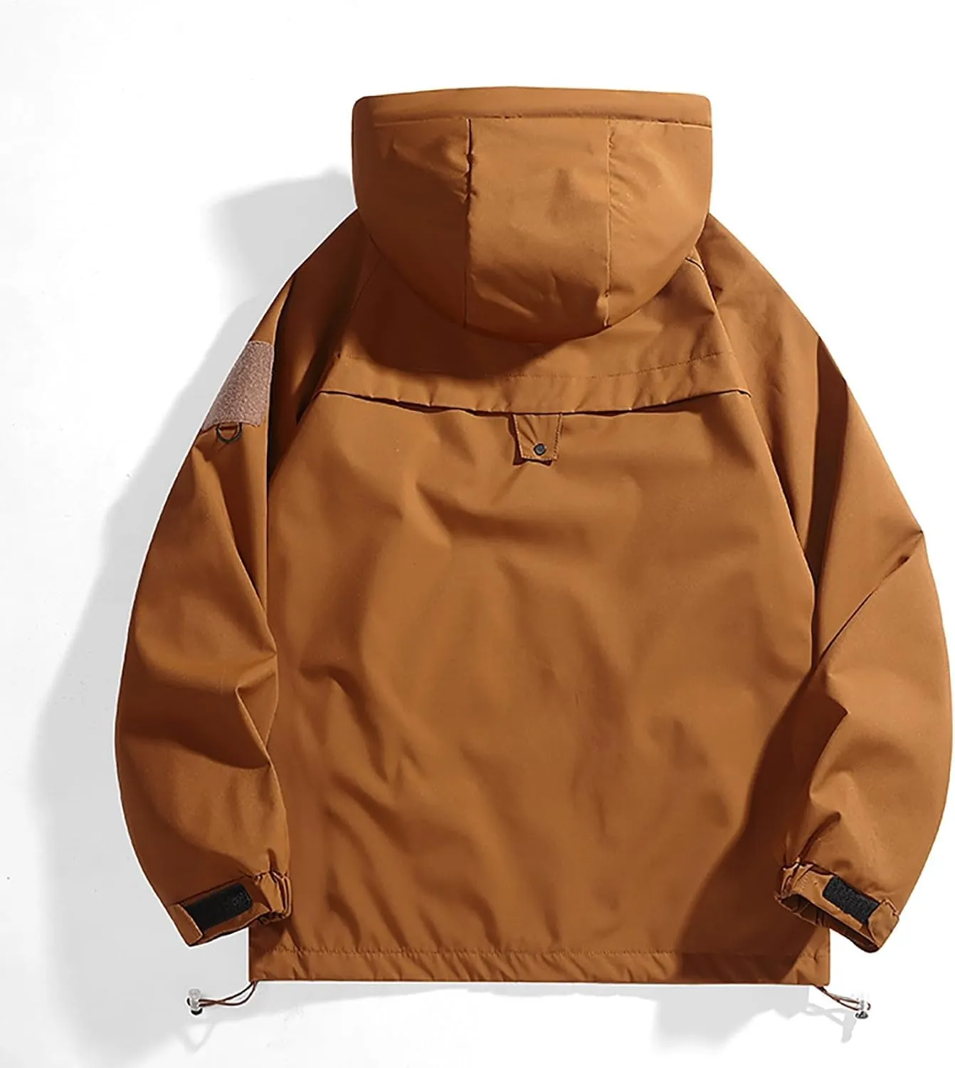 Men Rain Jackets Outdoor Waterproof Windbreaker Hiking Jackets Coats Trendy Soild Color Hooded Lounge Jackets Outerwear