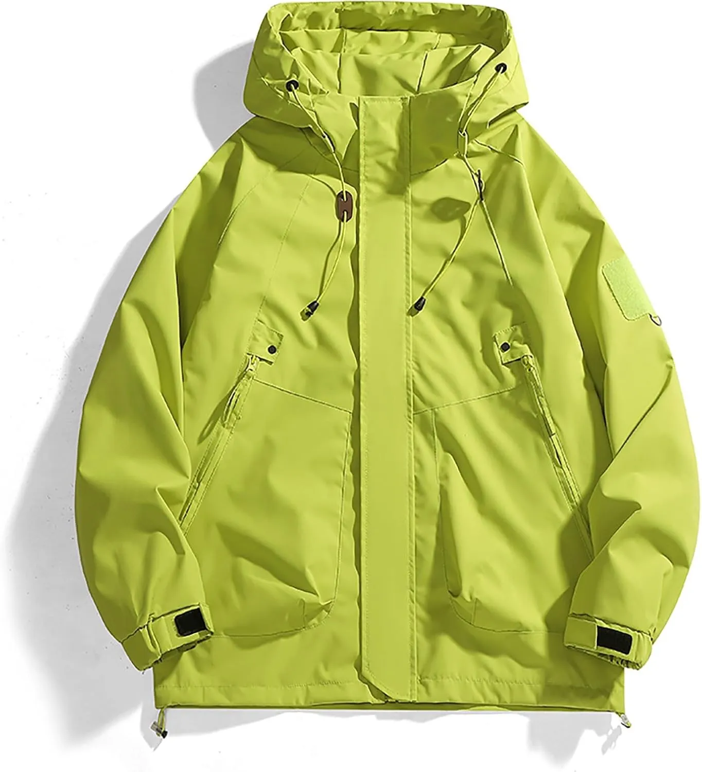 Men Rain Jackets Outdoor Waterproof Windbreaker Hiking Jackets Coats Trendy Soild Color Hooded Lounge Jackets Outerwear