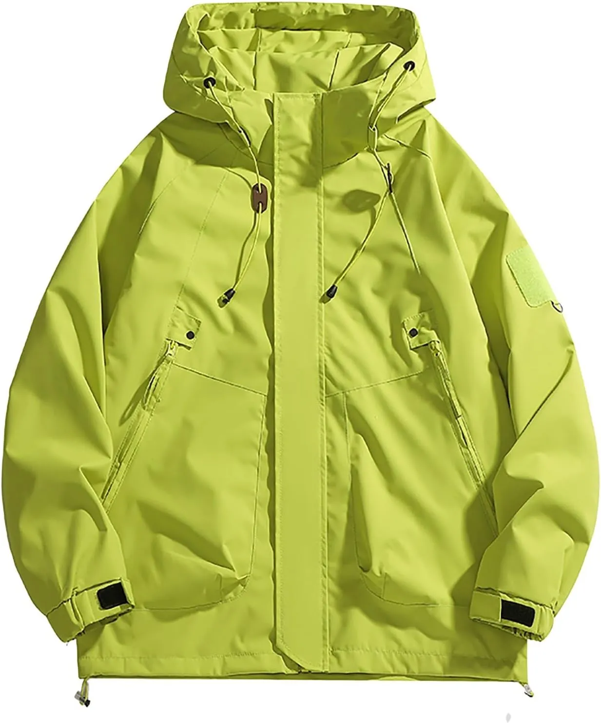 Men Rain Jackets Outdoor Waterproof Windbreaker Hiking Jackets Coats Trendy Soild Color Hooded Lounge Jackets Outerwear