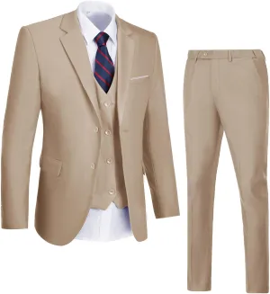 Men Suit Slim Fit 3 Piece Set Wedding Business Suits for Man Solid Formal Prom Tuxedo & Vest & Pants