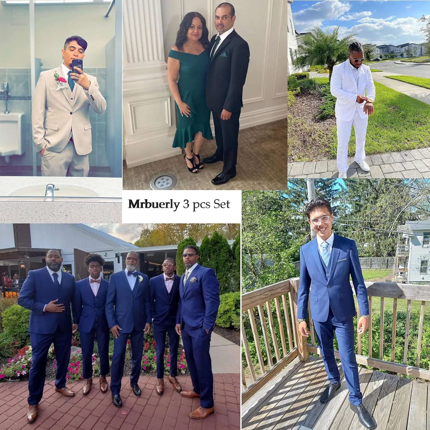 Men Suit Slim Fit 3 Piece Set Wedding Business Suits for Man Solid Formal Prom Tuxedo & Vest & Pants