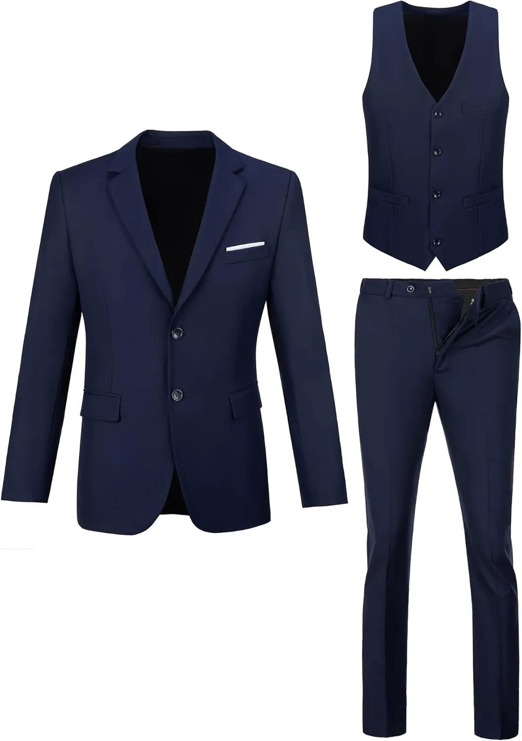 Men Suit Slim Fit 3 Piece Set Wedding Business Suits for Man Solid Formal Prom Tuxedo & Vest & Pants
