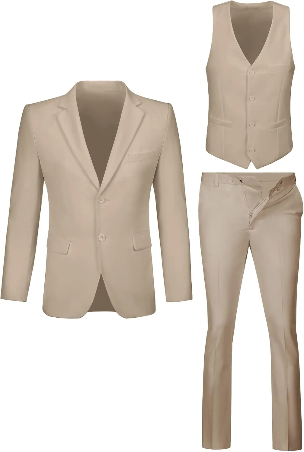 Men Suit Slim Fit 3 Piece Set Wedding Business Suits for Man Solid Formal Prom Tuxedo & Vest & Pants