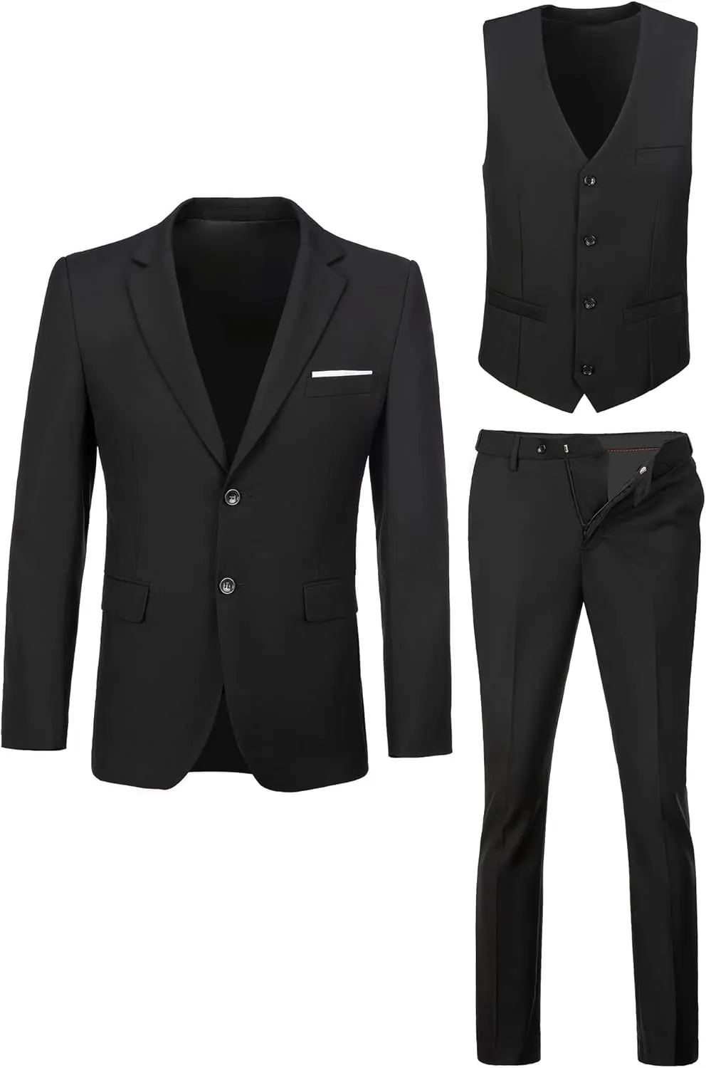 Men Suit Slim Fit 3 Piece Set Wedding Business Suits for Man Solid Formal Prom Tuxedo & Vest & Pants