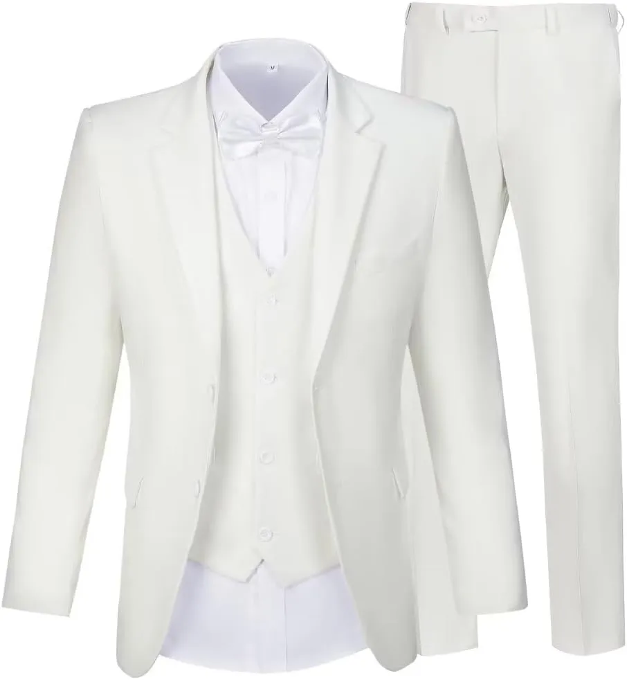 Men Suit Slim Fit 3 Piece Set Wedding Business Suits for Man Solid Formal Prom Tuxedo & Vest & Pants