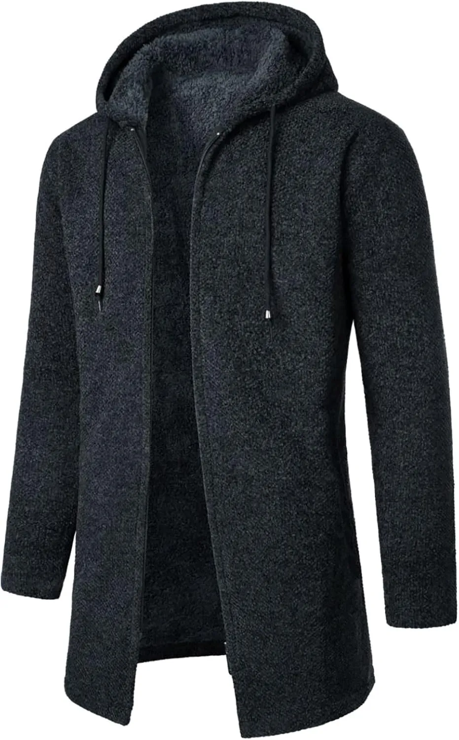 Mens Bomber Jackets Plush Plaid Knitting Drawstring Coat Sweater Warm Solid Color Jackets Tops Winter Jackets