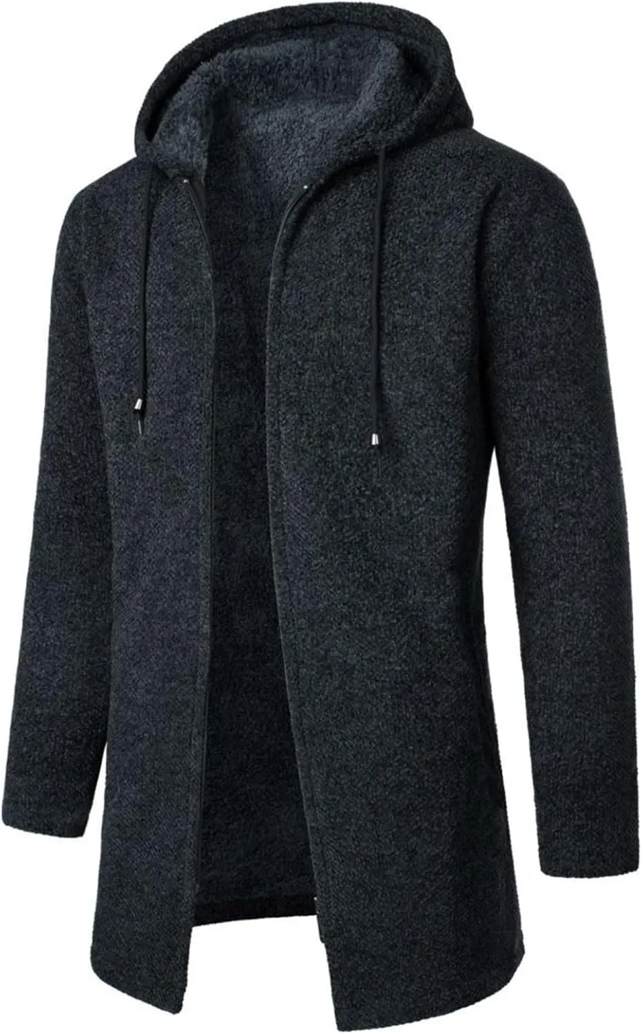 Mens Bomber Jackets Plush Plaid Knitting Drawstring Coat Sweater Warm Solid Color Jackets Tops Winter Jackets